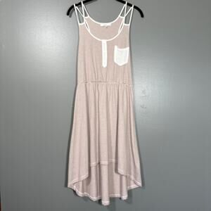 Papaya Women's Brown & White Striped High Low Sundress - Size Medium - Casual